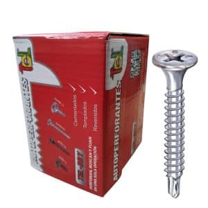 Autoperforante Tel Dry Punta Mecha 8x9/16" Caja x 800 Unidades. Rosca total, PH2, cincado. Ideal para vincular Placa de Yeso y Perfil Metálico.