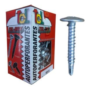 Autoperforante Tel Dry Punta Mecha 10x1" Caja x 400 Unidades. Rosca total, PH2, cincado. Ideal para vincular Placa de Yeso y Perfil Metálico.