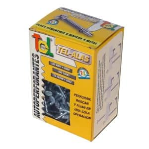 Autoperforante Tel Alas 8x1.1/4" Caja x 400 Unidades. Punta mecha. Perfora, fresa y fija. Alas ensanchadoras. Cincado. Eficiente, durable y resistente.