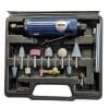 Amoladora Neumática Recta en Kit 1/4" Bremen. 15 piezas: amoladora recta, 10 piedras montadas: 5 de 1/4" y 5 de 1/8". 2 llaves. 1 Acople. 1 Boquilla de 3mm