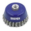 Cepillo Copa Trenzado 4" Bremen, apto para amoladoras angulares Ideal para trabajos de limpieza industrial, removiendo pintura, óxido, herrumbre y residuos