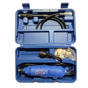 Mini Torno 180W KLD. 5000–33000rpm, boquilla 3,2mm y set completo de accesorios. Compacto, resistente y versátil. Ideal bricolaje, modelismo y talleres.