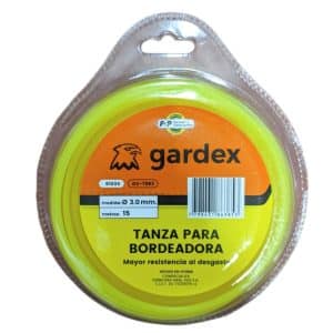 Tanza Redonda 3mm Blister 15m Gardex. Resistente, duradera y potente. Ideal para desmalezadoras, césped denso y maleza exigente.